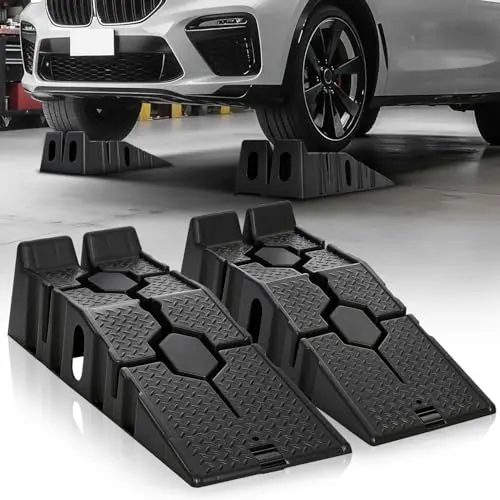 Auto Dynasty Car Ramps for Oil Changes, Low-Profile 2Pcs 2.5 Ton Capacity