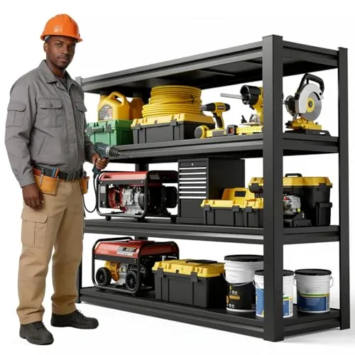 KILISTEELS 45" W Garage Shelving Heavy Duty, 2400LBS Loads Adjustable Garage Storage Shelves,4-Tier Metal Storage Racks and Shelving Units, Utility Rack Shelves,45" W x 18" D x 54" H,Black