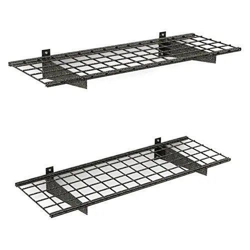 Hyloft Heavy Duty Steel Garage Wall Shelving, 45 in. x 15 in. Metal Wall Shelves for Garage Storage, Low-Profile Brackets, Max Shelf Load 200 Pounds, 00651, 2-Pack, Hammertone