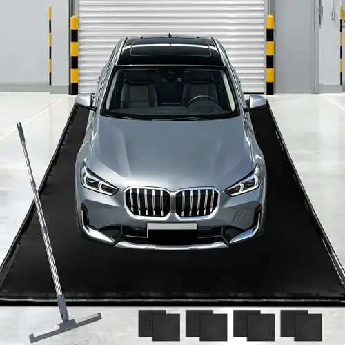 ToLanbbt 7'9" x 18' Garage Floor Mat, Heavy Duty Water Containment Mat with 1.2" Raised Edges, Protection from Snow Mud Rain and Oil, Non-Slip Garage Parking Mat for SUVs Trucks