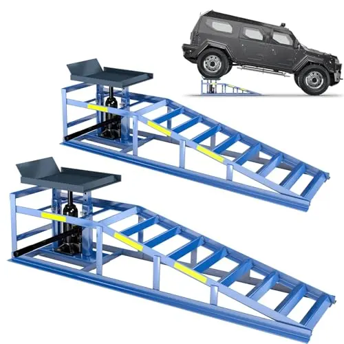 2 Heavy-Duty Car Ramps, 5-Ton (5000 kg) Capacity,with Reflective Strip