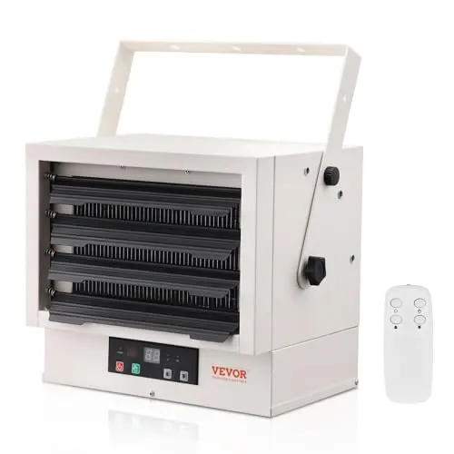 Wall and ceiling mount electric garage heater for voltage comparison