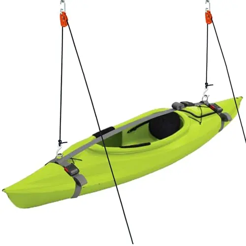 Tie Boss Kayak Hanger, Cargo Ceiling Storage, Overhead Storage, Watercraft Garage Storage, Hoist System.