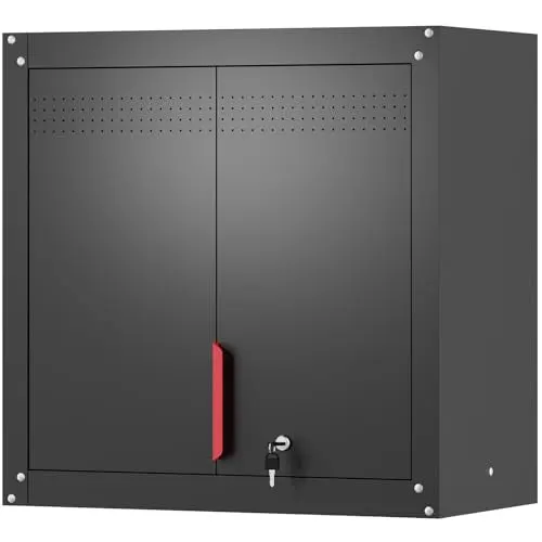 Eltean Metal Wall Cabinet,Wall Mounted Garage Storage Cabinet with Lock and Handle,Garage Wall Cabinet with Adjustable Shelves for Garages, Storage Rooms, Basements
