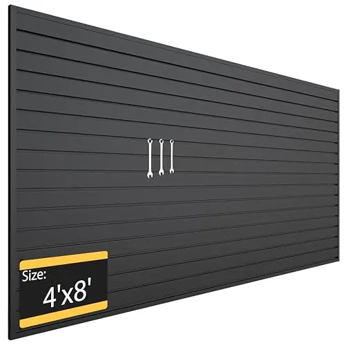 RORA Slat Wall Paneling Garage Slat Wall Storage Systems 4x8 ft Slatwall Black Heavy Duty Satwall for Tool Organization ,Pvc SlatWall Panels,Fits for Storage and Display