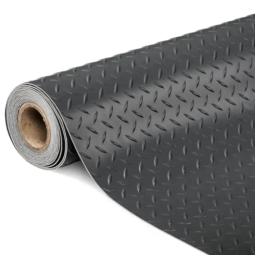 TUFFIOM 7.5 x 17 FT Garage Floor Mat, Thickened Diamond Plate PVC Garage Mats Flooring Roll for Under Car, Garage Car Parking Mats for Compact SUVS, Sports Car
