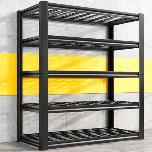REIBII Garage Shelving 3200LBS, 5-Tier Storage Shelves, Adjustable Industrial Metal Shelving Unit for Garage, Basement, Pantry, Warehouse,Commercial, 36" W x 16" D x 72" H