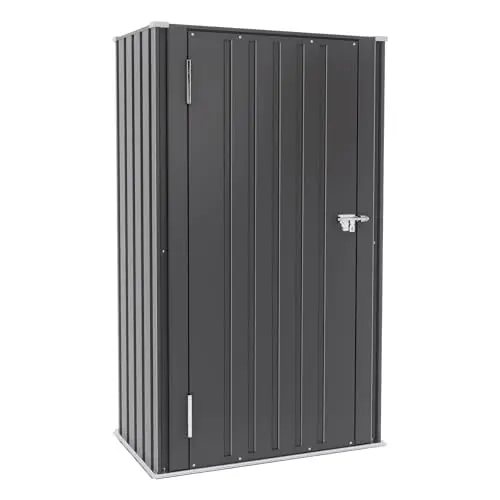 Greesum Outdoor Metal Storage Cabinet, 55'' Lockable Tall Shed, Vertical Tool Organizer Without Shelves for Garage, Patio, Backyard, Home & Lawn, Black