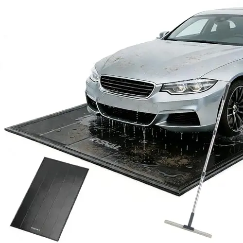 RVSNAIL Garage Floor Mat, 7'9''x18' Heavy Duty 1.2inch Thick Containment Mats, Waterproof PVC Matwith High Elastic Sponge Column, Non-Slip Surface, Parking Mat with a Squeegee