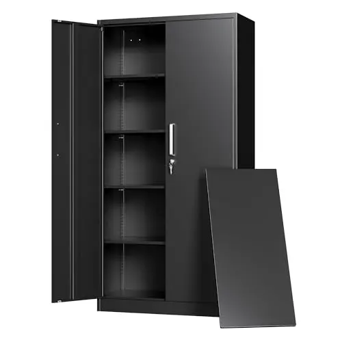 Tivostaral Metal Storage Cabinet with Locking Doors, 71" Tall Steel Locker Organizer with Adjustable Shelves, Garage Utility Cabinet for Home, Office, Shop, and School