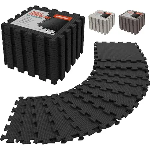 AIRHOP 18 PCS Gym Floor Mat, EVA Foam Puzzle Gym Mat, High-Density Interlocking Foam Floor Tiles for Home Gym, Play Workout Garage Kitchen Flooring 12.6"x12.6"x0.4"