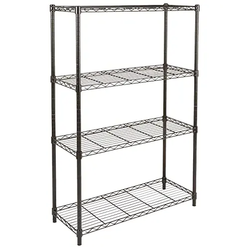 Amazon Basics 4-Shelf Adjustable Heavy Duty Steel Wire Rack Storage Shelving, Sturdy Garage Shelving, 350 lbs Capacity Per Shelf, Easy No-Tool Assembly, 36" x 14" x 54", Black