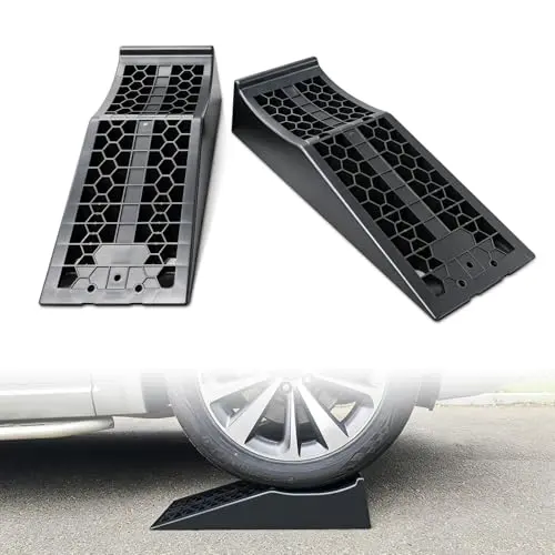 ROBLOCK Car Ramps for Lift and Vehicle Maintenance, Portable Low Profile Car Ramps for Garage, Heavy Duty Tire Ramps for Low Chassis Cars and Support Jack, 26''x9.8''x5.9'', G.V.W 20000 LBS, 2 PCS