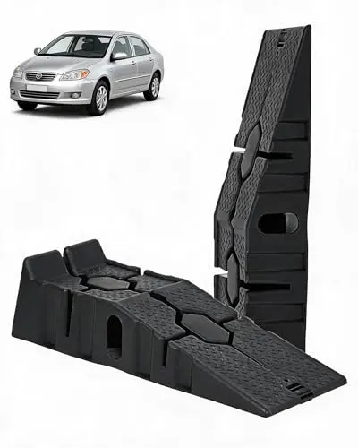 Low Profile Plastic Car Ramps 2 Pack, 5 Ton 12000 LB Heavy Duty Auto Service Ramps, 6.7" Lift Height Portable Vehicle Lifting Ramps, Ideal for Home Garage Oil Change Car Maintenance Repair