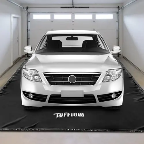 TUFFIOM 9'x 20' Containment Mat w/Squeegee, Garage Floor Mats for Under Car, Heavy Duty Waterproof Car Parking Mats for Snow Ice Rain Mud Oil