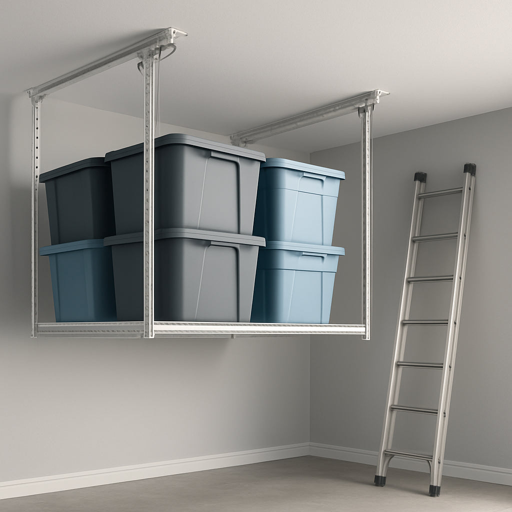 Featured image for Garage Ceiling Storage Lifts vs Ladder Storage: A Complete Comparison