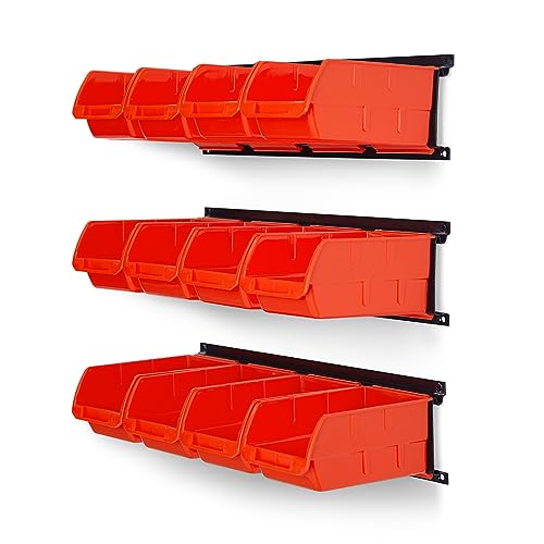 Wall-mounted small parts organizer bins compared with benchtop organizers