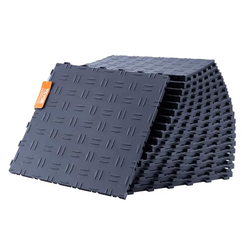 PVC and polypropylene interlocking garage floor tiles