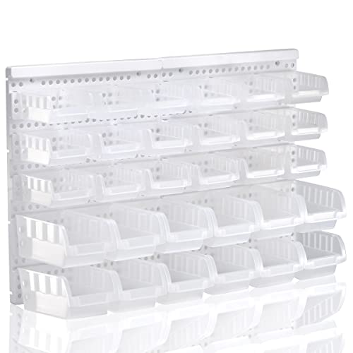 Small parts organizer bins illustrating compartment sizes for garage hardware