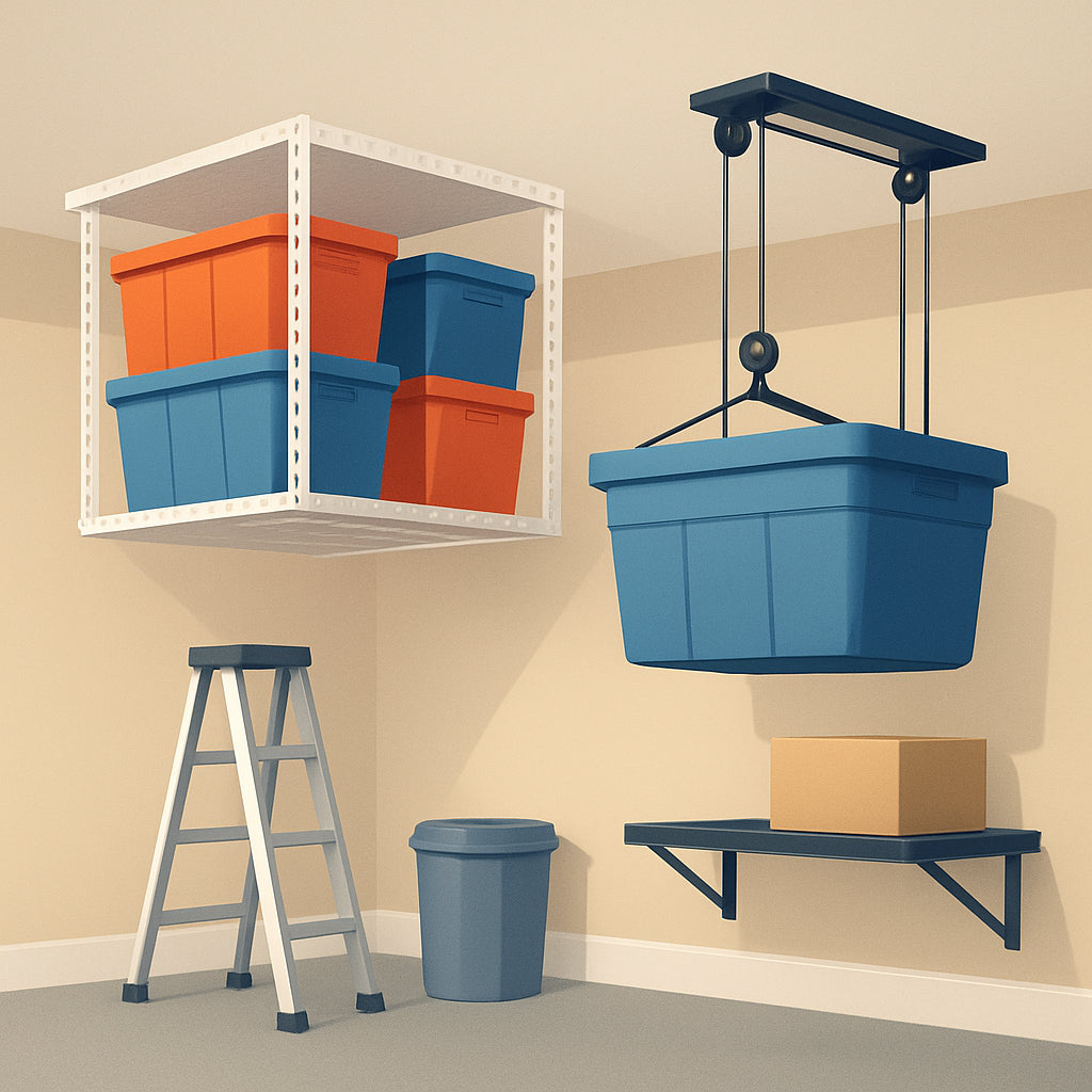 Featured image for Overhead Garage Storage vs Garage Pulley Storage Systems Compared