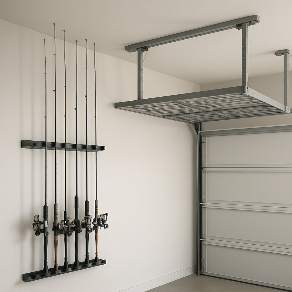 Featured image for Garage Fishing Rod Storage vs Garage Ceiling Storage Lifts: A Comparison