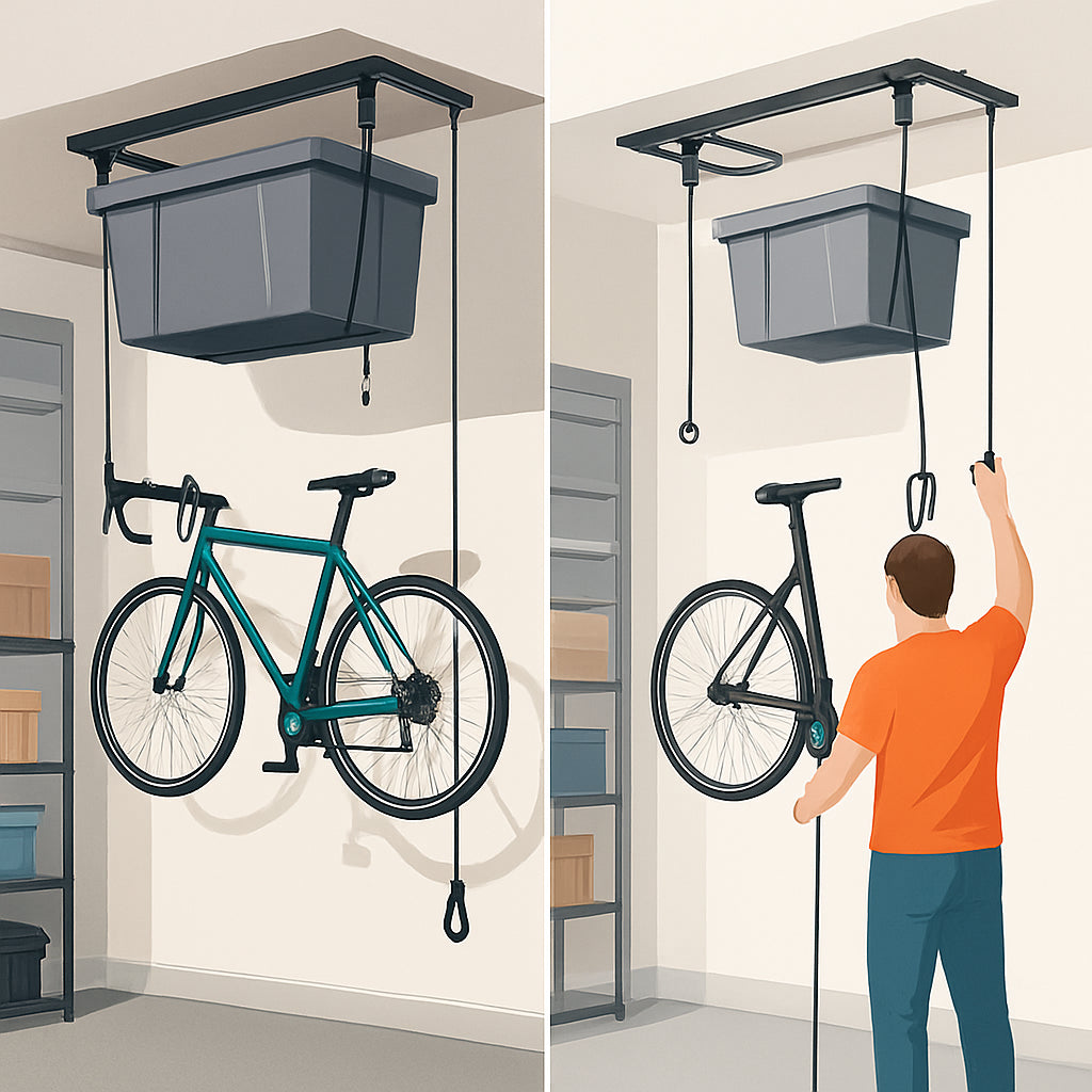 Featured image for Garage Pulley Storage Systems vs Garage Bike Storage: Expert Comparison