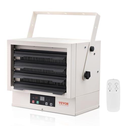 Wall- and ceiling-mounted electric garage heater for a workshop