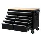 HuskyTools Workbench, Extra Deep 46 in. 9-Drawer Mobile, Wood, Black, 200 lb Load Capacity