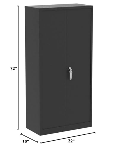 INTERGREAT Metal Storage Cabinet with Lock, 72" H Lockable Metal Storage Cabinet with Locking Doors, Steel Storage Lockers with Adjustable Shelves for Office, Home, Garage, Gym, School (Black)