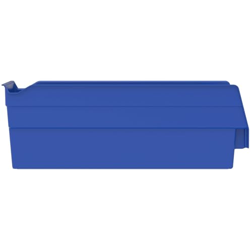 Akro-Mils 30120 Plastic Shelf Bins, Heavy Duty Storage Bins for Garage, Closet, and Drawer Organization, 12" x 4" x 4", Blue, 24-Pack