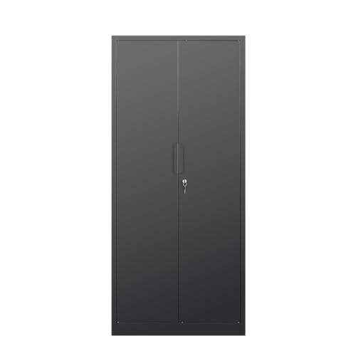 HOMOFFICE Metal Garage Storage Cabinet with Lock, 71" Tall Steel Storage Locker with 4 Adjustable Shelves, Heavy Duty Metal Cabinet for Garage, Office, Home, 31.5”W × 16.5”D, Black