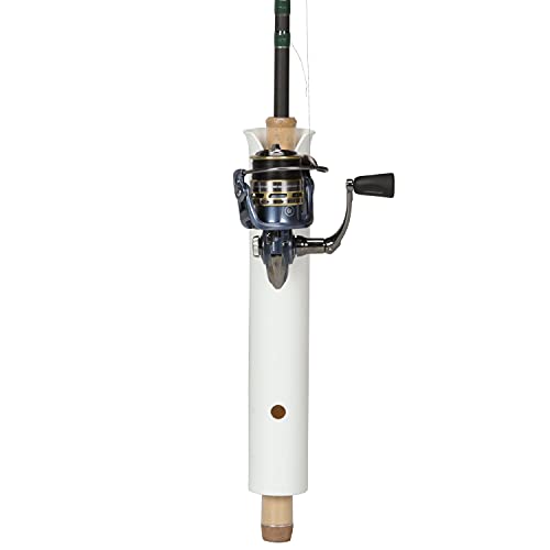 attwood 12708-2 PVC Rod Holder Storage, White PVC Construction, 9 Inches Long, Holds Rod Grips Up to 1 ¾-Inch Diameter, One Size