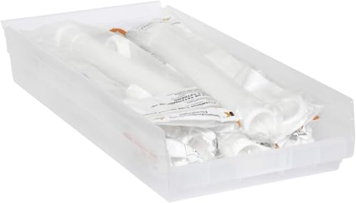 Akro-Mils 30174 Plastic Shelf Bins, Heavy Duty Storage Bins for Garage, Closet, and Drawer Organization, 24-Inch x 11-Inch x 4-Inch, Clear, 6-Pack