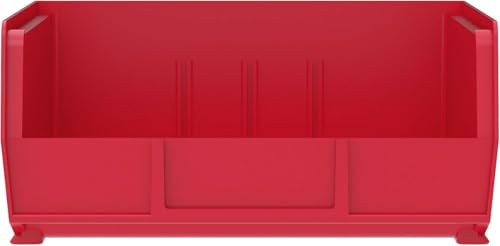 Akro-Mils 30235 AkroBins Plastic Storage Bins, Space-Saving Stackable Bins for Garage, Pantry, Craft Organization, 11" x 11" x 5", Red, 6-Pack