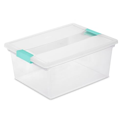Sterilite 4-Pack Clip Box, Large Stackable Plastic Storage Bins w/ Latching Lids, 18.7 Gal - Heavy-Duty Organizing Containers for Home, Closet, Bathroom, and Office