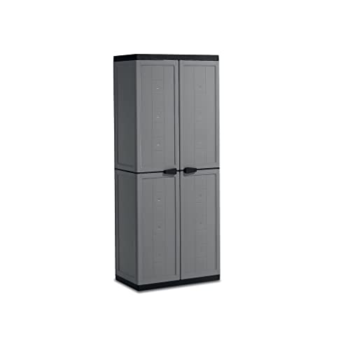 Keter 'Kis Jolly Utility Plastic Cupboard, 1 Piece, Dark Grey/Black, 9734000 0444 01