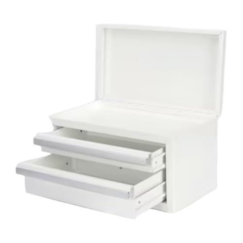 Portable Mini Toolbox 10.83-in W x 5.91-in H x 5.91-in D white Steel Tool Box, makeup orginaztion, craft storage