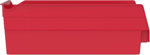 Akro-Mils 30130 Plastic Shelf Bins, Heavy Duty Storage Bins for Garage, Closet, and Drawer Organization, 12" x 6-1/2" x 4", Red, 12-Pack