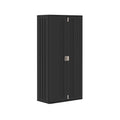 Suncast Mega Tall Storage Cabinet for Garage Organization - 31 Cu. Ft. Lockable Utility Closet with 3 Adjustable Shelves for Garden Supplies & Outdoor Tools, Multi-Wall Resin Construction, Black