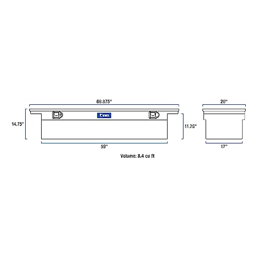UWS EC10473 69-Inch Matte Black Heavy-Wall Aluminum Truck Tool Box with Low Profile, RigidCore Lid