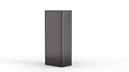Suncast 19 Cubic Ft. Heavy-Duty Resin Cabinet with Lockable Handles, Multi-Wall Construction, and Metal-Reinforced Shelves for Basement, Utility Room and Garage Storage, Black, Made in the USA