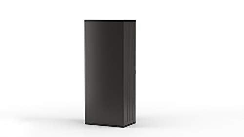 Suncast 19 Cubic Ft. Heavy-Duty Resin Cabinet with Lockable Handles, Multi-Wall Construction, and Metal-Reinforced Shelves for Basement, Utility Room and Garage Storage, Black, Made in the USA