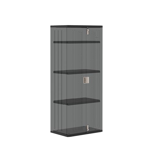 Suncast Tall Storage Cabinet for Garage Organization - 72" Freestanding Utility Closet with Shelving for Garden Supplies, Paint Cans & Outdoor Tools, Multi-Wall Resin Construction, Black