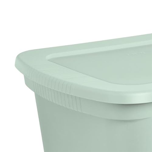 Sterilite 16 Pack Tote, Plastic Stackable Storage Bin Container with Lid, 18 Gallon, Mindful Mint