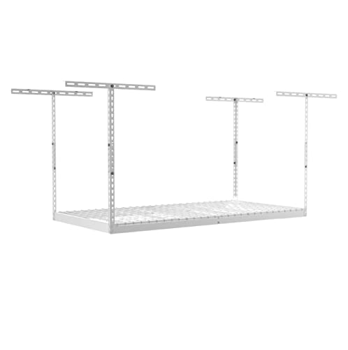 SafeRacks - 2x8 Overhead Garage Storage Rack - White - 24-45 Inch Adjustable Height with 400 Pound Weight Capacity