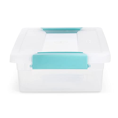 Sterilite Medium Clip Latch Lid Storage Container Tote, 12 Pack, and Small Clip Latch Lid Storage Container Tote, 12 Pack for Home Organization