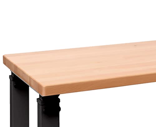 Seville Classics UltraHD Heavy Duty Workbench Table w/Solid Wood Top, 1000 lbs. Weight Capacity Workstation for Garage, Warehouse, Workshop, Graphite, 72" W x 25" D x 28.5" to 42" H Desktop