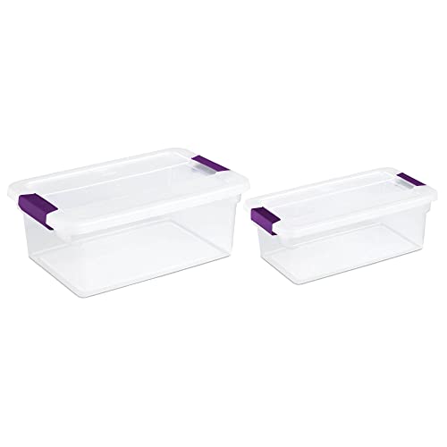 Sterilite 15 Quart Clear Plastic Storage Container Tote, 12 Pack, and 6 Quart Clear Plastic Storage Container Bins, 12 Pack with Lids for Organization