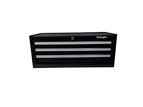 Workington Industrial 3 Drawers Portable Metal Intermediate Box, 26" Middle Tool Chest Cabinet with Ball Bearing Drawer Slides, Steel Tool Storage Box Organizer 4009 Black