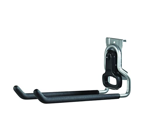 Rubbermaid FastTrack Rail Garage Organization Multi-Purpose Hook 50 lbs Capacity Satin Nickel Wall Mounted Storage System Direct Mount into FastTrack Garage Rail for Home/Garage Organization
